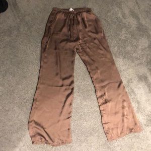 GARAGE Brown Satin Drawstring PJ Pants